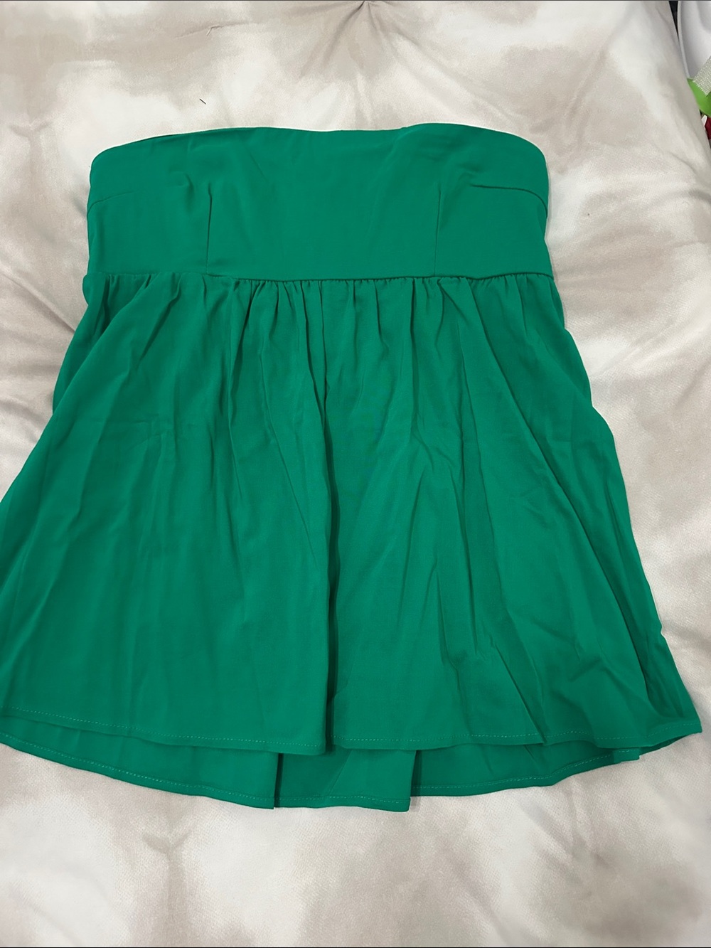 Amazon Strapless Green Flared Top